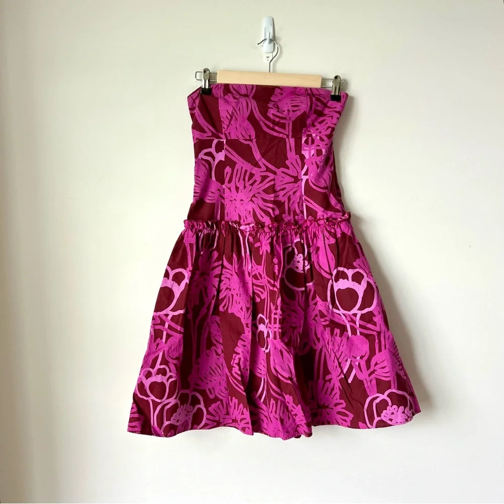 ANTHROPOLOGIE MARIMEKKO Floral Ruffled Drop Waist Strapless Dress—SZ. 4